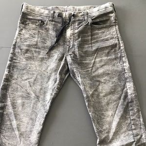 True Religion Gray Wash Faux Denim Joggers Sz 33